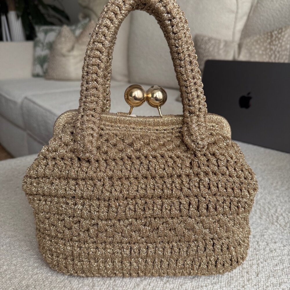 Gold Metallic Woven Bag - Picture 3 of 6